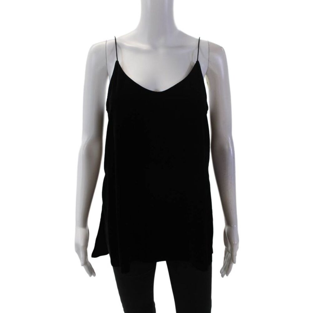 Theory Womens Spaghetti Strap Scoop Neck Velvet Odete Tank Top Black Size Small